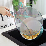 Rainbow spatscherm voor koken 9,8'', roestvrijstalen vetspatscherm voor koekenpan, fijnmazige spatscherm met voeten, comforthandvat, veilig kookdeksel, houdt de keuken schoon