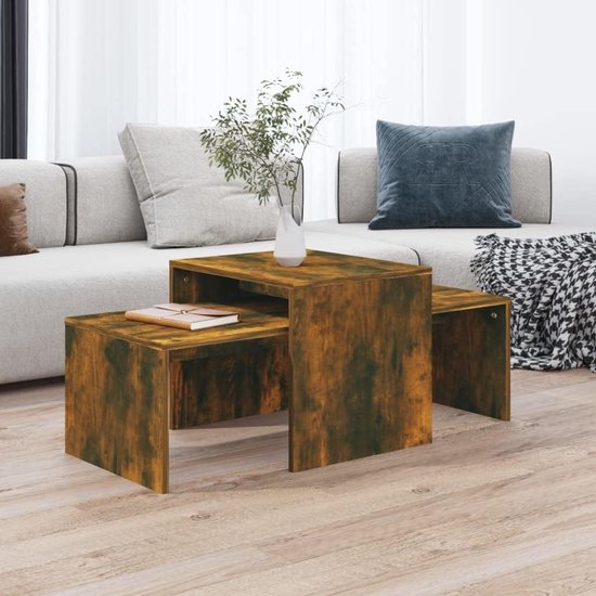Salontafel, bijzettafel, woonkamertafel, koffietafel, salontafel, theetafel, tafel, woonkamer, rookeiken, 100 x 48 x 40 cm, houtmateriaal