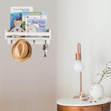 Houten wandrek voor organizer, keuken, kruidenrek, wandrek met 4 haken voor sleutelplank, opbergruimte, badkamer, boekenkast van hout voor slaapkamer, wanddecoratie, kantoor en huishouden. (wit)