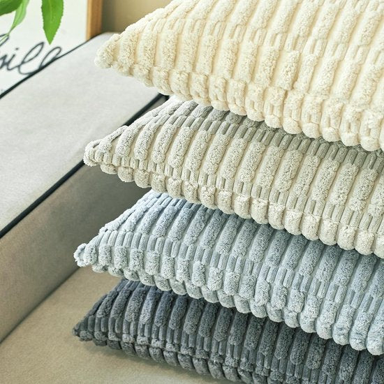 Set van 4 decoratieve kussenslopen, 30 x 50 cm, grijs, corduroy fluweel, kussen, bankkussen, sierkussen, wollige kussenslopen, kussenhoes voor bank, bank