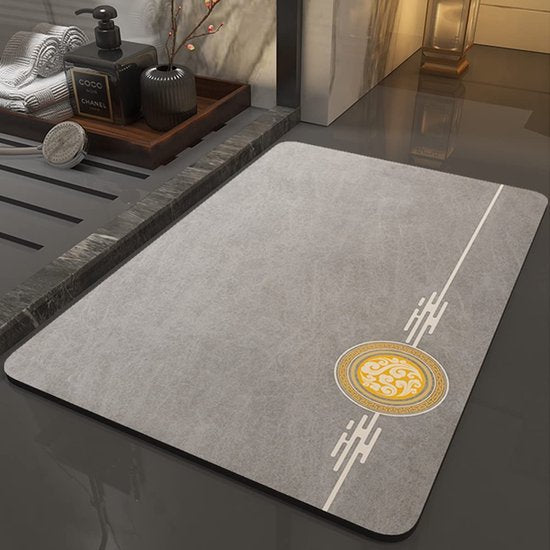 Superabsorberende vloermat, 40 x 60 cm, vuilafstotende vloermat voor badkamer, memory badmat, douchemat, antislip microvezel badmat, wolkengrijs