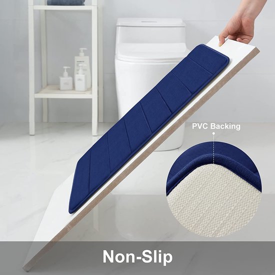 Badmat van traagschuim, absorberend, antislip, wasbaar, marineblauw, 40 x 60 cm