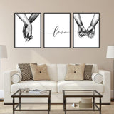 Posterset, 3 stuks, modern, zwart, wit, liefde, foto's, posterset, voor woonkamer, slaapkamer, decoratie, zonder lijst (40 x 50 cm)