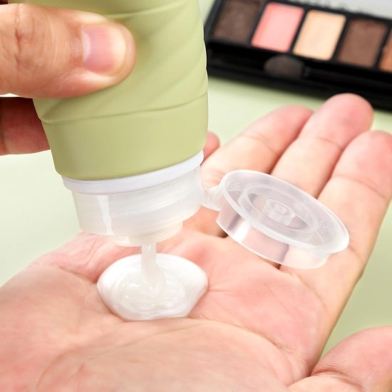 Siliconen reisflessenset, 90 ml, 4 stuks reisflessen om te vullen, lekvrij, cosmeticaflessen om te vullen op reis, container, BPA-vrij, FDA-goedgekeurd, voor het vullen van douchegellotion