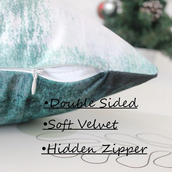 Fluwelen kussensloop, 40 x 40 cm, set van 2 stuks, groen, decoratieve kussenslopen, zacht, esthetische kussensloop, landelijke stijl, sierkussen, knuffelkussen, modern, bankkussen, sierkussen