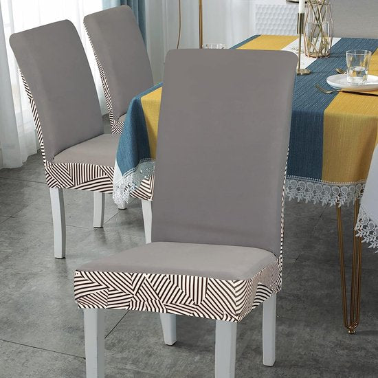 6 stuks, universeel, stretch, set van 6, moderne, elastische duurzame stoelhoezen voor eetkamer, banket, decoratie, camelstrepen