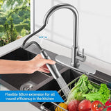Keukenkraan met afneembare bodem, keukenkraan uitschuifbare mengkraan keuken, RVS warm koud keukenkraan G3/8'' aansluiting 360° draaibaar wastafelkraan met douche twee waterstraalsoorten