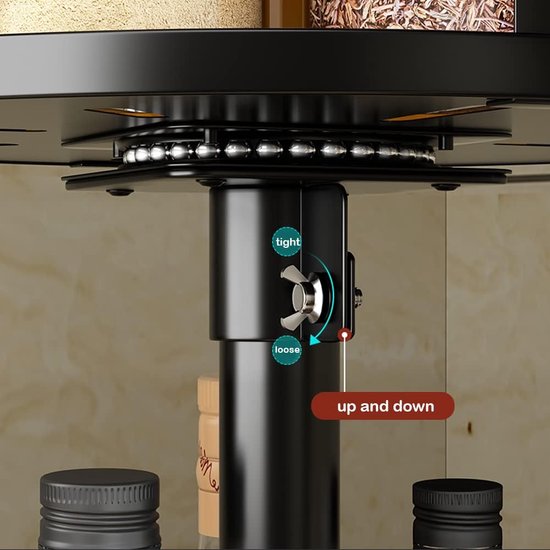 Kruidenrek Draaibaar Zwart Roterend Kruidenrek Keukenplank Werkblad Hoekplank Keuken Kruidenrek Staand Geen boren Lazy Susan (vierkant, 2 lagen)