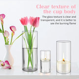 Set van 4 kaarsenhouders, glazen vaas, helder glas, cilinderkaarsenhouder, transparant, stompkaars, vas, bloemenvaas, modern, voor thuis, kantoor