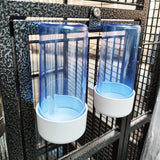 Grote papegaaienkonijnenkooi voerbak / drinkbak groot formaat 13 cm lengte 13 cm 2 stuks