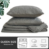 Sprei, 220 x 240 cm, grijs, ultrazachte sprei, bedsprei, bedsprei van microvezel, doorgestikt met 2 kussenslopen, bankdeken, woondeken voor bed