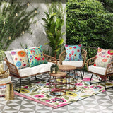 Waterdichte kussenhoezen, 4 stuks, bloemenpatroon, kussenhoes, ademend, voor outdoor, balkon, terras, patio, tuin, boerderijdecoratie, 45 x 45 cm