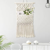 Macrame muur opknoping wanddecoratie chique handgemaakte katoen geweven Boheemse Home decor tijdschrift opslag organisator Tapestry Bag Boho Wall Decor