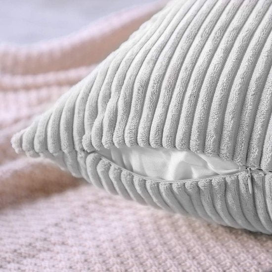 Decoratieve kussenslopen, 60 x 60 cm, corduroy, effen kleur, kussensloop, zachte pluche kussenhoes, set voor bank, auto, slaapkamer, thuis, sierkussenslopen (grijs 60 x 60 cm)