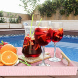 Dienblad van PU-leer, modern, elegant, rechthoekig, decoratief dienblad met metalen handvat, grote capaciteit, lederen serveerplaat voor eten, dranken, sieraden, sleutels, woonkamer, keuken, ijdelheid (krokodil, roze)