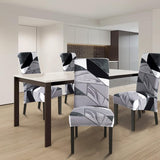 Stoelhoezen, XL, set van 6 stretch stoelhoezen, schommelstoelen, XL voor eetkamerstoelen, spandex, universele stoelhoezen, grote eetkamerstoelhoezen, geometrisch zwart