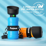 Hondendrinkfles 800 ml, waterflessen voor honden en katten, lichtgewicht drinkfles voor huisdieren met opvouwbare siliconen waterbak, voor buitenwandelingen, wandelen, reizen, blauw