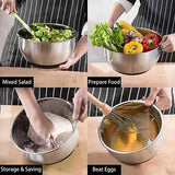 Mixing Bowls with Airtight Lids, 6 Piece Stainless Steel Metal Bowl Chef, Measuring Marks Quality Size 7, 3.5, 2.5, 2.0, 1.5, 1QT, Ideal for Mixing and Serving