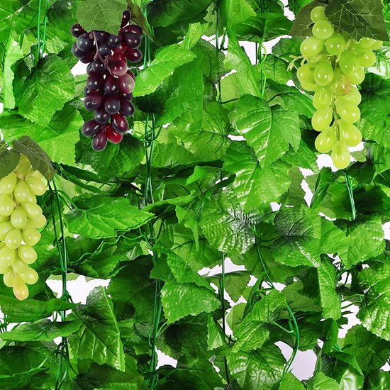 8 spiesjes Plastic druif Plastic Fruit Kunstmatige Simulatie Kunstmatige Plastic druif met 2 Pak druivenbladeren voor huwelijksdecoratie foto rekwisieten (Stijl 1)
