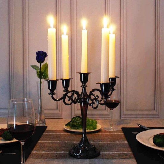 Candle Holder Set of 5 Arms 27 cm Height Taper Candle Decorative Diameter 2.2 cm Black