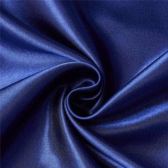 Satijnen beddengoedset, 155 x 220 cm, blauw, effen, 2-delig, luxe, aangenaam dekbedovertrek met ritssluiting en kussensloop 80 x 80 cm