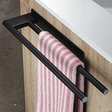 Handdoekenrek, zonder boren, zwart mat handdoekenrek, badkamer, roestvrij staal, badhanddoekrek, zelfklevend handdoekenrek, dubbel, 39 cm