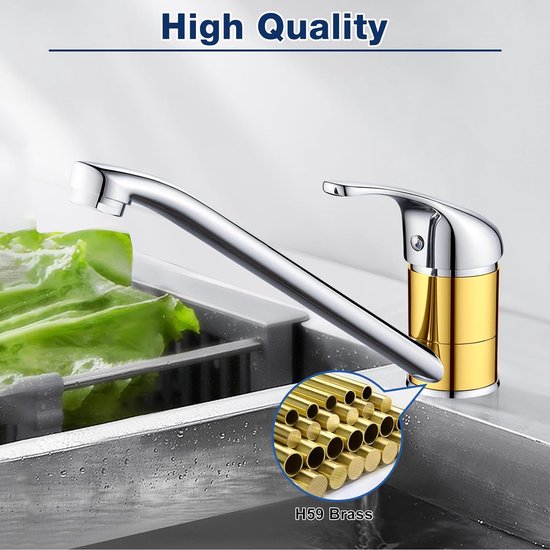 keukenkraan, keukenkraan 360° draaibaar, ééngreeps keukenmengkraan, aanrechtkraan met keramische cartridge, chroom