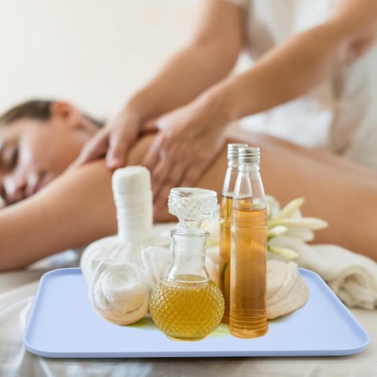 Set van 3 dienbladen, rechthoekige fastfooddienbladen, dienbladen voor voedseldranken, plastic dienblad voor restaurant, café, keuken, feest (roze, blauw, beige)