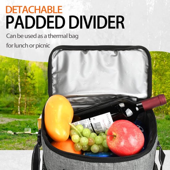 Flessentas voor 6 flessen Koeltas Geïsoleerde wijntas Draagbare wijnkoeltas met riem voor picknickfeest BBQ Camping Wijnproeven Grijs 27 x 16 x 33 cm