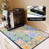 Onderlegmat voor koffiezetapparaat, afdruipmat, servies, 40 x 60 cm, koffiemat, keuken, schotel, droogmat, absorberende en antislip koffiemat, antislipmat, volautomatische koffiemat, barmat