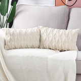 set van 2 zachte pluche korte wollen fluwelen sierkussenslopen luxe stijl kussenhoes voor bank voor slaapkamer beige 40x80 cm rechthoekig