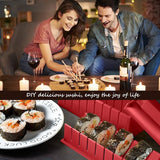 Sushi-maker, set van 12 stuks, sushi-maker, kit voor beginners, om zelf te maken, met sushi-rijstrolvorm, sushi-mes, sushi-rolmat, sushi-set compleet (rood)