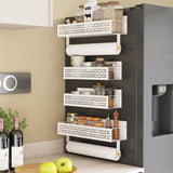 magnetische kruidenrek-organizer, 4 stuks koelkastmagneet kruidenrek, voor kast, koelkast, ruimtebesparend, keukenorganisatie voor kruidenpotjes en kruidenflessen (wit)