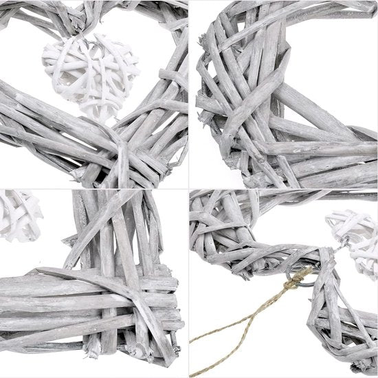 Wanddecoratie met hartjes, mandkrans in hartvorm, voor bruiloft, feest, huis en slaapkamer. Vertaling: Muurdecoratie met hartjes, een mandkrans in de vorm van een hart, geschikt voor bruiloften, feesten, het huis en de slaapkamer.