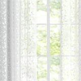 White Semi-Transparent Lace Curtain, Modern Embroidery Curtains with Eyelets, Crochet Knitting Curtain with Leaf Pattern for Living Room, Farmhouse, Bedroom, 2 Pieces, W 140 x H 180 cm