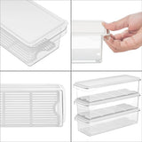 Kurtzy 3 Pak Plastic Koelkast Opslag Organizer Trommels met Deksels – Helder BPA Vrij, Stapelbare Koelkast en Diepvries Organizers met Drainage Plaat – Voor Keuken, Kelder, Kasten en Werkbladen