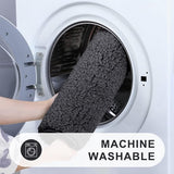 Badkamertapijtset 2-delige badmat antislip wasbaar zacht hoogpolige badmat pluizige microvezel badmattenset - 40 x 60 cm + 50 x 80 cm, donkergrijs