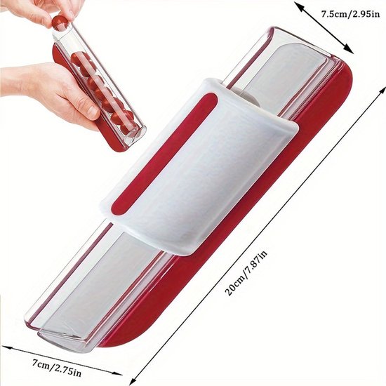 Fruitsnijder - Tomaat/Druif/Kersensnijder, Fruitkeukendecoratie Keukenhulp, Groentesnijder, Keukengereedschap, 20 x 7,5 x 7 cm (Rood)