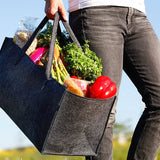 Premium vilten tas - als hoogwaardige boodschappentas, chique vrijetijdstas of badtas, krantenmand, vilten mand, boodschappenmand, stevige brandhouttas - tweekleurig grijs en oranje