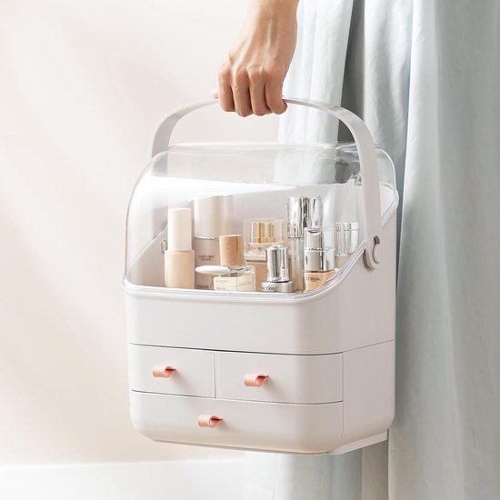 Make-up opslag Cosmetische organisator Cosmetische kaptafel met dekselladen Grote capaciteit (1#)
