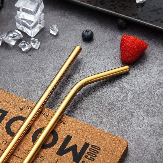 Metalen rietjes, 18 stuks (zwart/koper/goud/gekleurd/zilver)