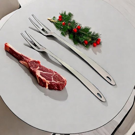 vleesvorken en grillvorken, roestvrijstalen grillvork braadvork worstvorken serveervork voor keuken braadgrill 33,5 cm (pak van 2)