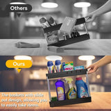 Gootsteenorganizer, keukenkastorganizer met roestvrijstalen buis, 2 stuks onder gootsteenplank, onderkastorganizer met 4 haken, keukenplank voor keuken, badkamer, kast, tafelblad -