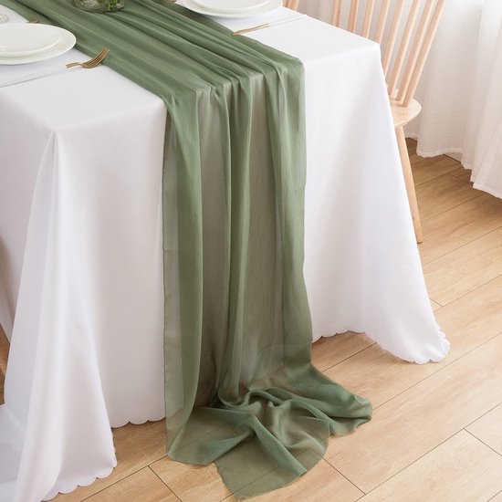 Chiffon Table Runner Green Table Runner Wedding Sage Green Fabric Tulle Light Green Boho Table Runner Table Decoration Runner Table 70 cm x 3 m