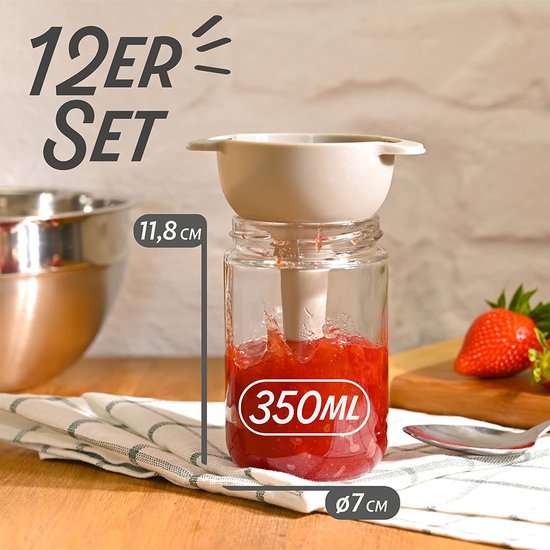 12 waakpotten met deksel, 350 ml, met etiketten en stift, luchtdicht, waterdicht, waterdicht, ideaal om cadeau te geven