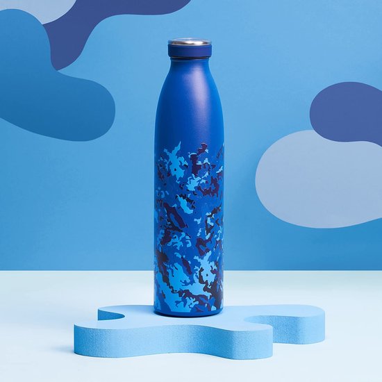 B2DO Drinkfles, roestvrij staal, 750 ml, Marineblauw, herbruikbare vacuüm-metalen thermoskan, lekvrije geïsoleerde thermosfles, BPA-vrije thermosfles voor sport,