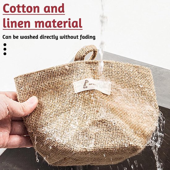 3 stuks katoenen opbergtas, voor cosmetica, sleutels, speelgoed, kleine spullen, desktop-opslag