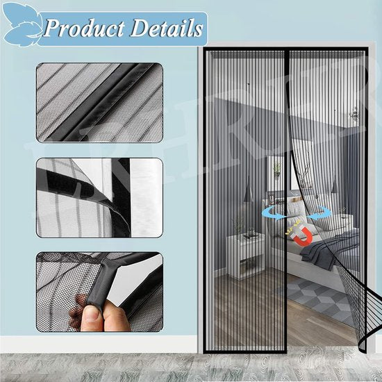 Magnetisch vliegengaas, insectenbescherming, vliegengordijn, muggennet voor balkondeur, terrasdeur, automatisch sluiten, zonder boren