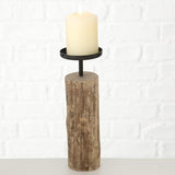 Kandelaar Tempe (3-delige set, kaarsenhouder van hout + metaal, stijlvol design, decoratie eettafel / commode, boho stijl)