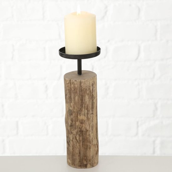 Kandelaar Tempe (3-delige set, kaarsenhouder van hout + metaal, stijlvol design, decoratie eettafel / commode, boho stijl)